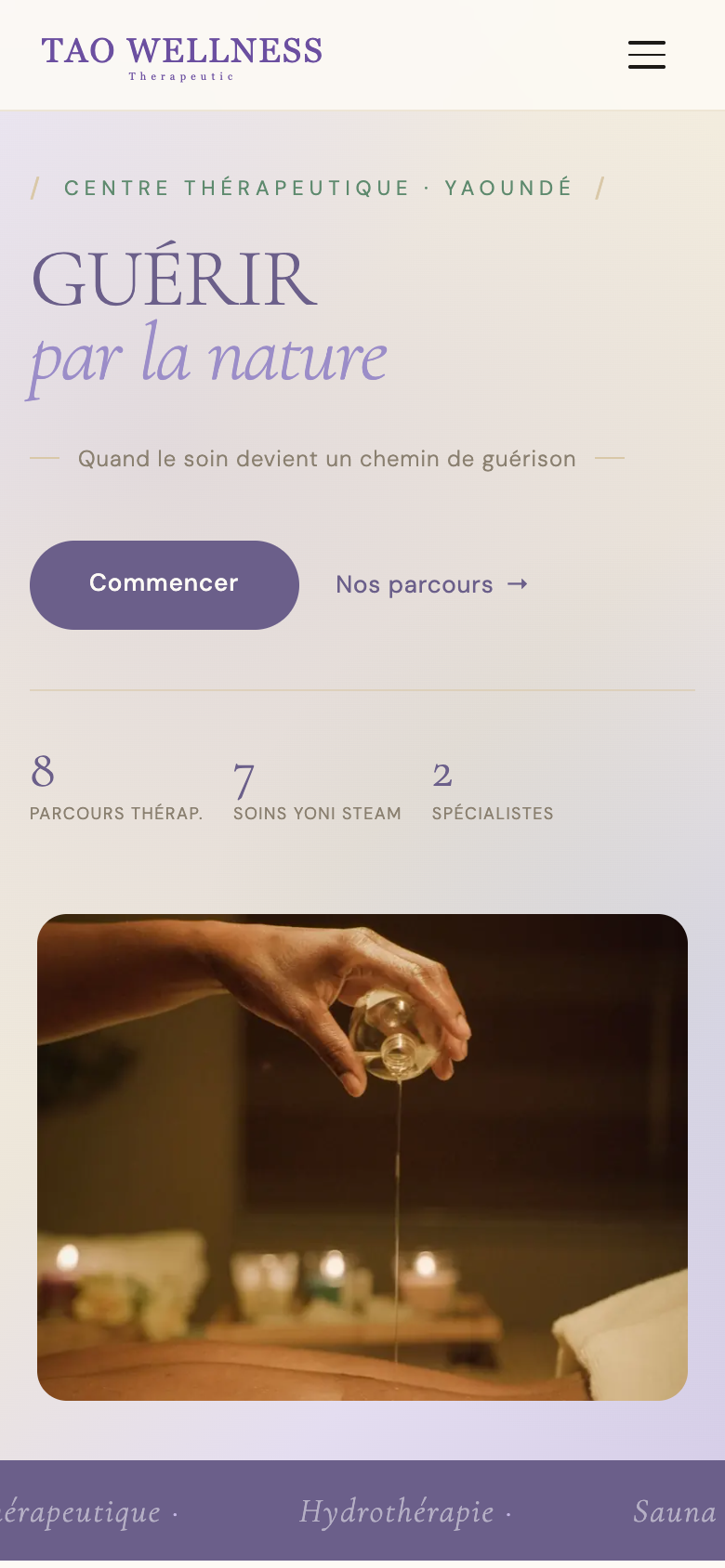 TAO Wellness — rendu mobile 390px